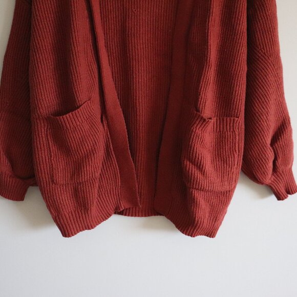 Debut Womens Sz S Red Open Front Light Knit Comfy Bell Sleeve Cardigan Sweater - Picture 6 of 10